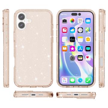 iPhone 16 Stylish Glitter Series Hybrid Cover - Guld
