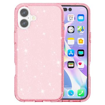 iPhone 16 Stylish Glitter Series Hybrid Cover - Pink