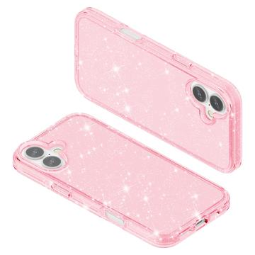 iPhone 16 Stylish Glitter Series Hybrid Cover - Pink