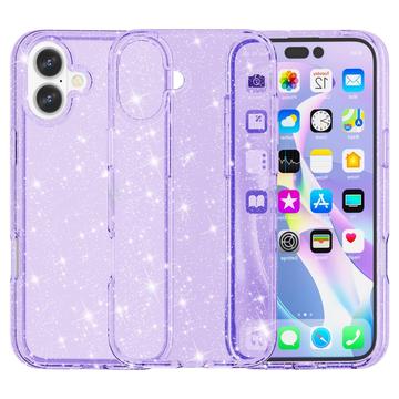iPhone 16 Stylish Glitter Series Hybrid Cover - Lilla