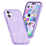 iPhone 16 Stylish Glitter Series Hybrid Cover - Lilla