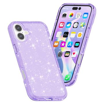 iPhone 16 Stylish Glitter Series Hybrid Cover - Lilla