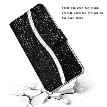 iPhone 16 Stilfuldt glitteretui - sort