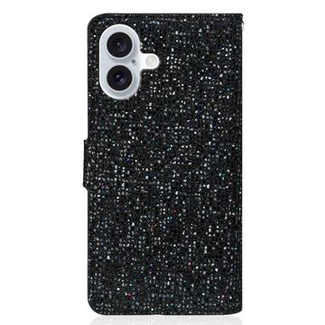 iPhone 16 Stilfuldt glitteretui - sort