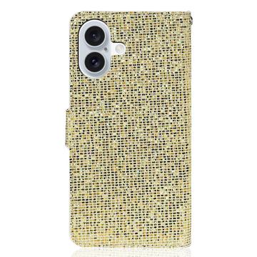 iPhone 16 Stilfuldt glitterpungetui - guld