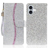 iPhone 16 Stilfuldt glitterpungetui - sølv