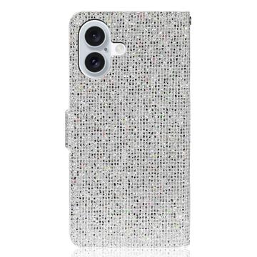 iPhone 16 Stilfuldt glitterpungetui - sølv