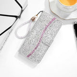 iPhone 16 Stilfuldt glitterpungetui - sølv
