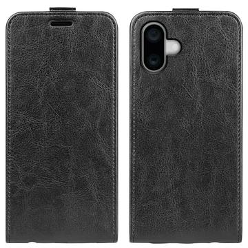 iPhone 16 Vertikal Flip Taske med Kortholder - Sort