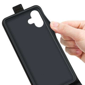 iPhone 16 Vertikal Flip Taske med Kortholder - Sort