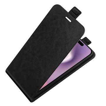 iPhone 16 Vertikal Flip Taske med Kortholder - Sort