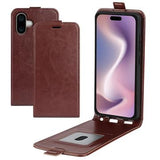 iPhone 16 Vertikal Flip Taske med Kortholder - Brun