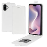 iPhone 16 Vertikal Flip Taske med Kortholder - Hvid