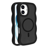 iPhone 16 Bølgekant magnetisk hybrid cover - sort