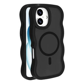 iPhone 16 Bølgekant magnetisk hybrid cover - sort
