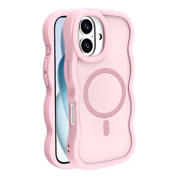 iPhone 16 Bølgekant magnetisk hybrid cover - Pink