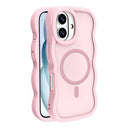 iPhone 16 Bølgekant magnetisk hybrid cover - Pink
