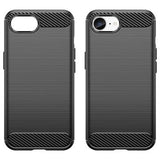 iPhone 16e/17e Børstet TPU Cover - Karbonfiber - Sort