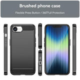 iPhone 16e/17e Børstet TPU Cover - Karbonfiber - Sort