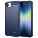 iPhone 16e/17e Børstet TPU Cover - Karbonfiber - Blå