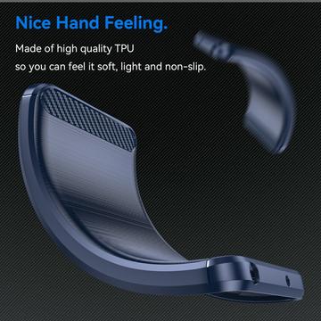 iPhone 16e/17e Børstet TPU Cover - Karbonfiber - Blå