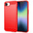 iPhone 16e/17e Børstet TPU Cover - Karbonfiber - Rød