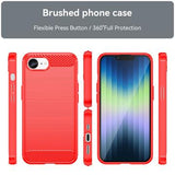 iPhone 16e/17e Børstet TPU Cover - Karbonfiber - Rød