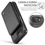 iPhone 16e/17e Caseme C22-etui RFID-kortpung - Sort