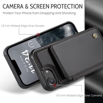 iPhone 16e/17e Caseme C22-etui RFID-kortpung - Sort