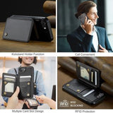 iPhone 16e/17e Caseme C22-etui RFID-kortpung - Sort