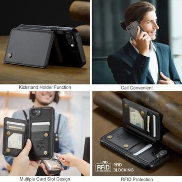 iPhone 16e/17e Caseme C22-etui RFID-kortpung - Sort
