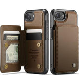 iPhone 16e/17e Caseme C22-etui RFID-kortpung - brun