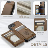 iPhone 16e/17e Caseme C22-etui RFID-kortpung - brun