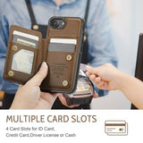 iPhone 16e/17e Caseme C22-etui RFID-kortpung - brun