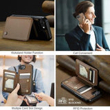iPhone 16e/17e Caseme C22-etui RFID-kortpung - brun
