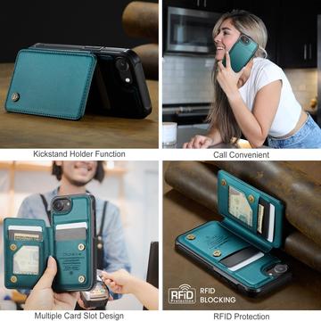 iPhone 16e/17e Caseme C22-etui RFID-kortpung - grøn