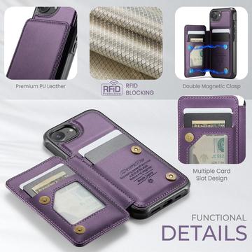 iPhone 16e/17e Caseme C22-etui RFID-kortpung - lilla