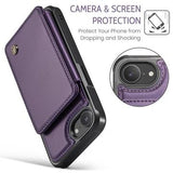 iPhone 16e/17e Caseme C22-etui RFID-kortpung - lilla