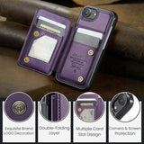 iPhone 16e/17e Caseme C22-etui RFID-kortpung - lilla