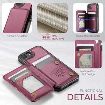 iPhone 16e/17e Caseme C22-etui RFID-kortpung - rød
