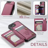 iPhone 16e/17e Caseme C22-etui RFID-kortpung - rød