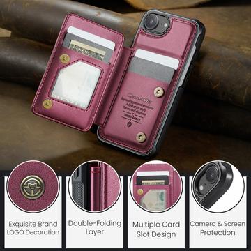 iPhone 16e/17e Caseme C22-etui RFID-kortpung - rød