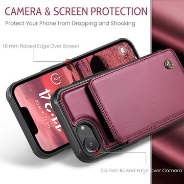 iPhone 16e/17e Caseme C22-etui RFID-kortpung - rød