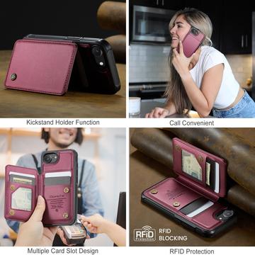 iPhone 16e/17e Caseme C22-etui RFID-kortpung - rød