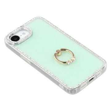 iPhone 16e/17e CrystalGlow Hybrid Cover med Ringholder - Grøn
