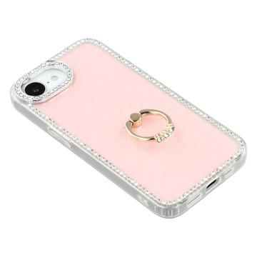 iPhone 16e/17e CrystalGlow Hybrid Cover med Ringholder - Pink
