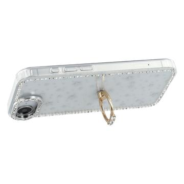 iPhone 16e/17e CrystalGlow Hybrid Cover med Ringholder - stjerner / gennemsigtig