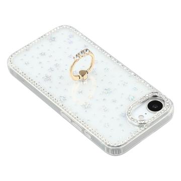 iPhone 16e/17e CrystalGlow Hybrid Cover med Ringholder - stjerner / gennemsigtig