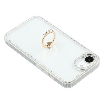 iPhone 16e/17e CrystalGlow Hybrid Cover med Ringholder - gennemsigtig