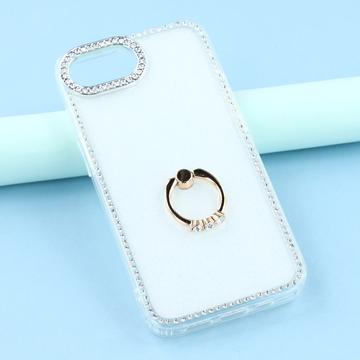 iPhone 16e/17e CrystalGlow Hybrid Cover med Ringholder - gennemsigtig